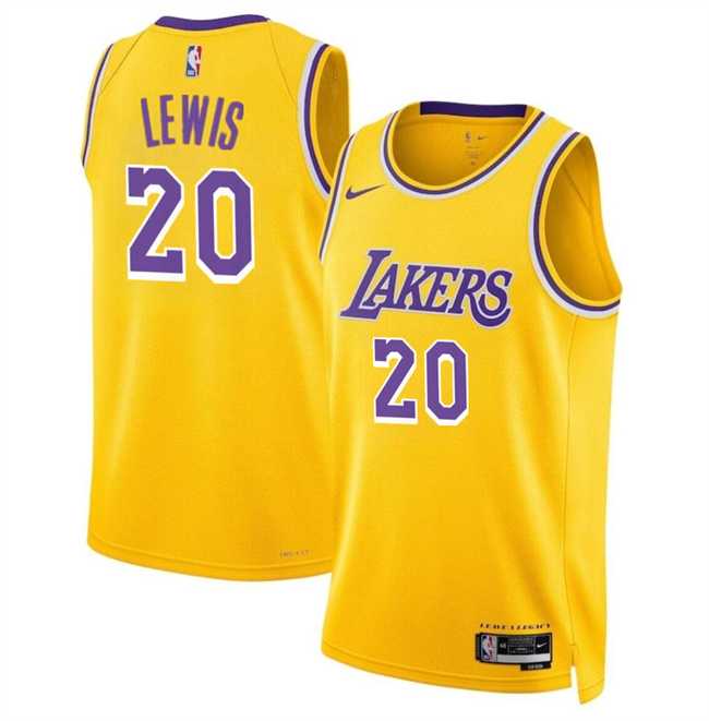 Men%27s Los Angeles Lakers #20 Maxwell Lewis Yellow 2024 Icon Edition Stitched Jersey Dzhi->memphis grizzlies->NBA Jersey